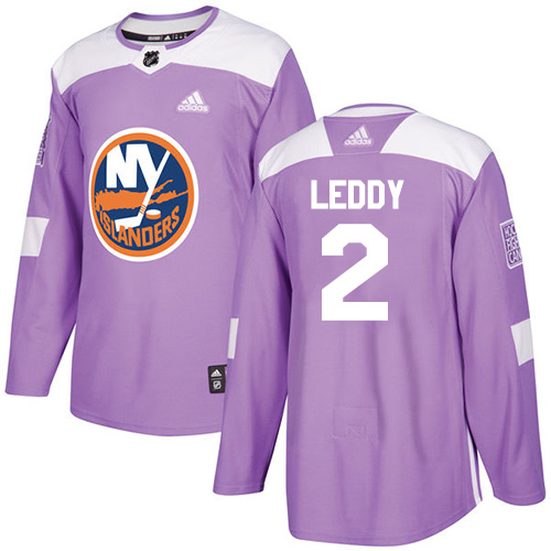 Adidas Islanders #2 Nick Leddy Purple Authentic Fights Cancer Stitched NHL Jersey - Click Image to Close
